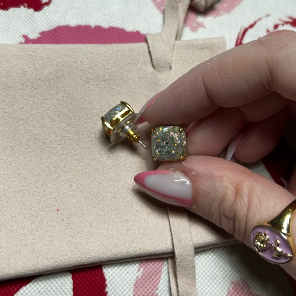 Never Worn - Gold and Silver Square Stud Earrings - Picture 2 of 4
